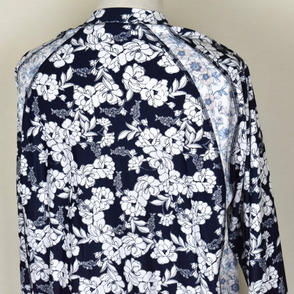 J.CREW Top 3X Floral Print Long Sleeve 1/2 Zip Front Machine Wash - Picture 5 of 6